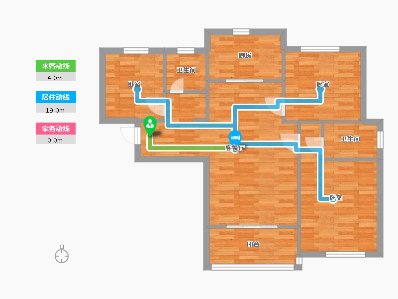 河南省-郑州市-浩创城D1户型89m²-71.01-户型库-动静线