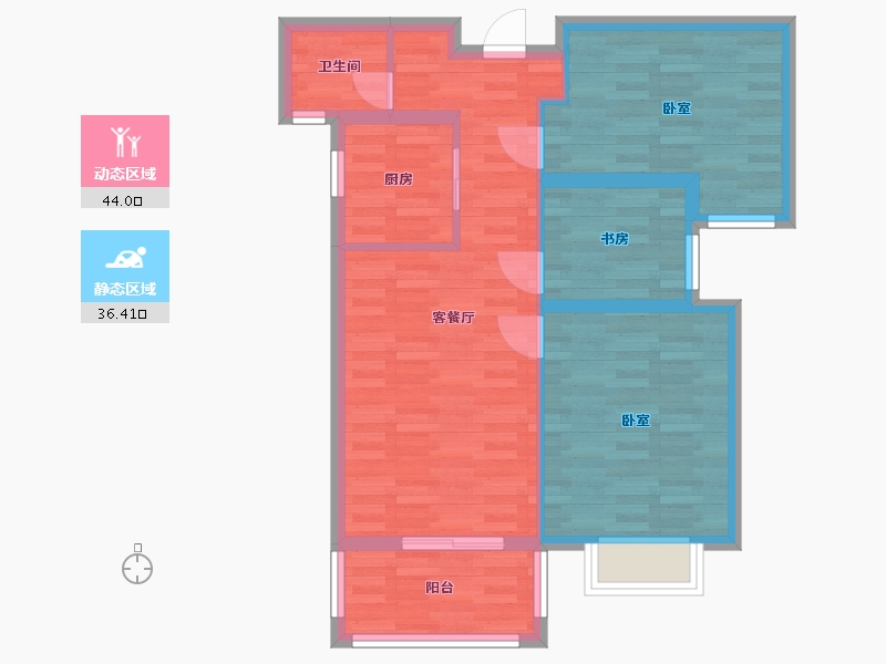 河南省-郑州市-华南城紫荆名都B2户型89m²-71.75-户型库-动静分区