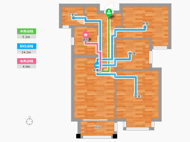 河南省-郑州市-华南城紫荆名都B1户型89m²-71.83-户型库-动静线