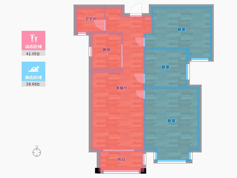 河南省-郑州市-华南城紫荆名都B1户型89m²-71.83-户型库-动静分区