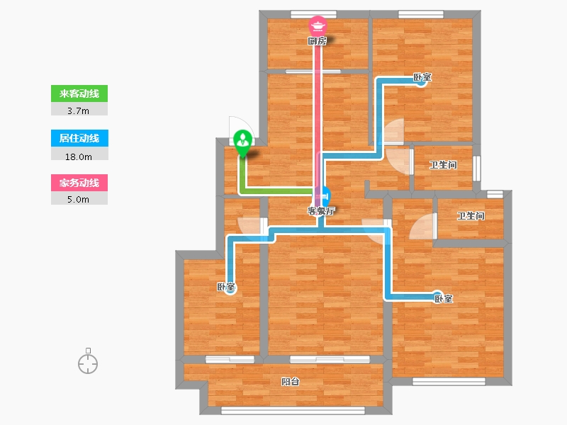 河南省-郑州市-浩创城C`户型107m²-85.33-户型库-动静线