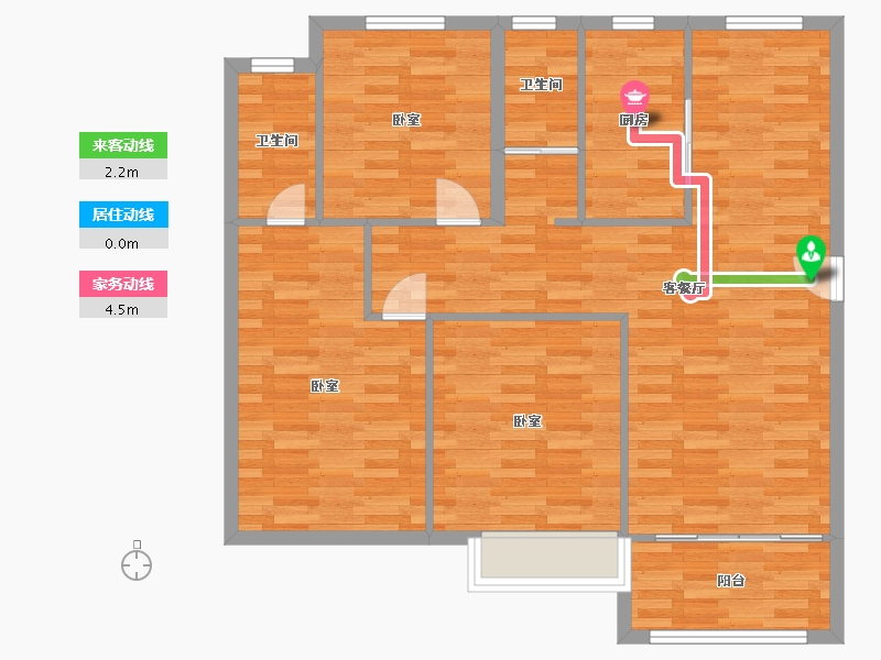 河南省-郑州市-亚星福邸119㎡户型-95.87-户型库-动静线