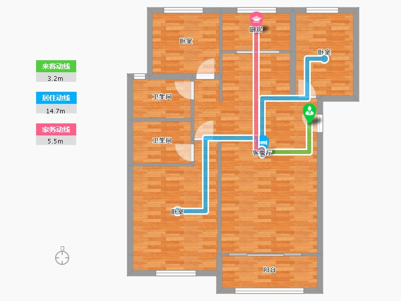 河南省-郑州市-亚星福邸117㎡户型-95.50-户型库-动静线