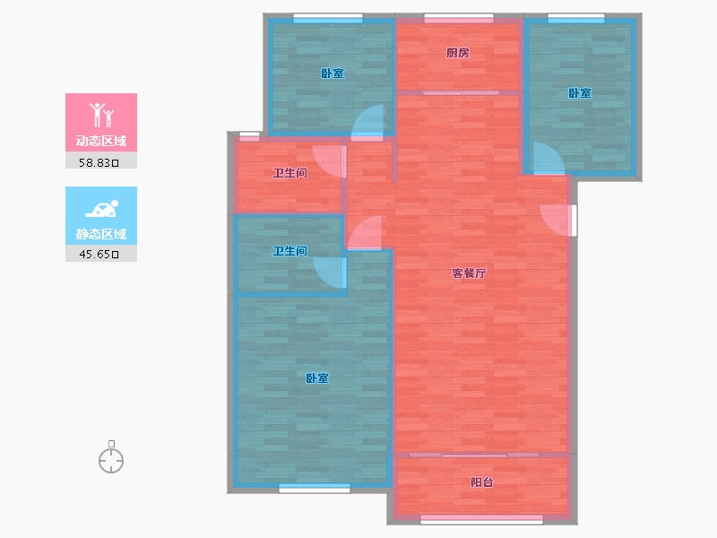 河南省-郑州市-亚星福邸117㎡户型-95.50-户型库-动静分区