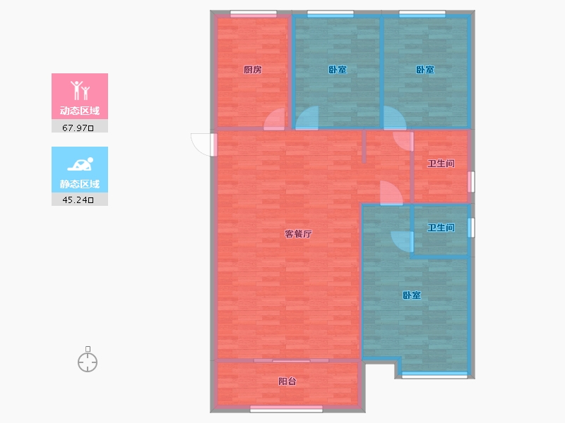 河南省-郑州市-正商公主湖F户型130m²-104.00-户型库-动静分区