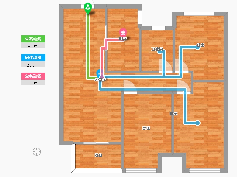 河南省-郑州市-浩创梧桐花语02&03户100m²-80.15-户型库-动静线