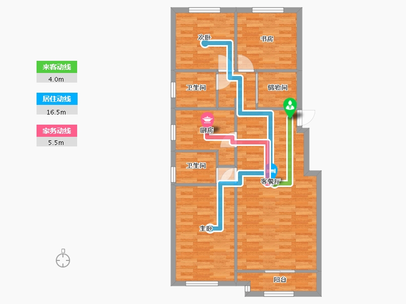 河南省-郑州市-浩创梧桐花语A户型108m²-85.00-户型库-动静线