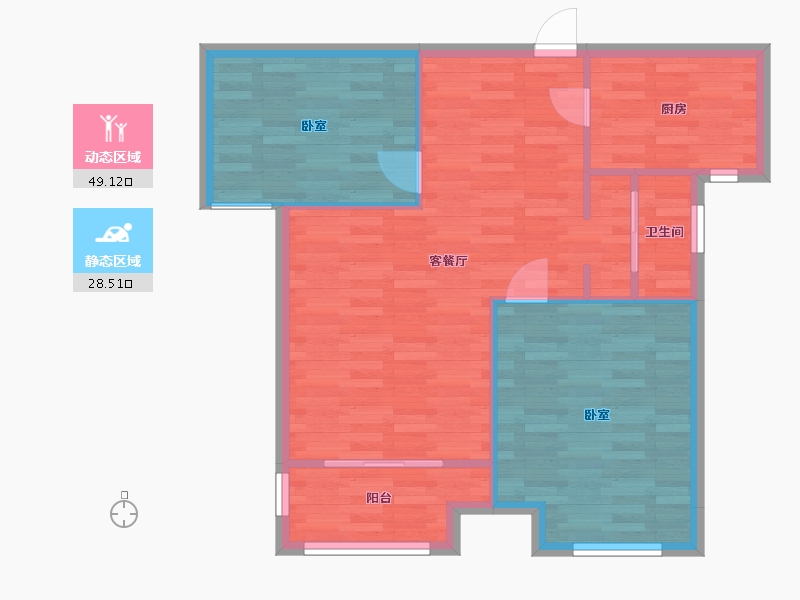 河南省-郑州市-大发融悦四季89㎡户型-70.89-户型库-动静分区