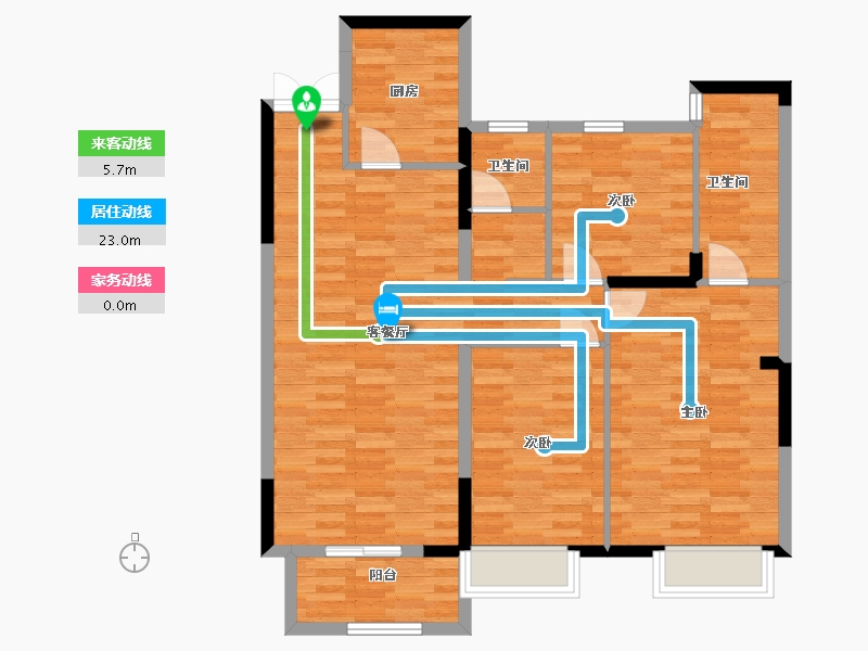 河南省-郑州市-英地运河上苑C户型121m²-96.80-户型库-动静线