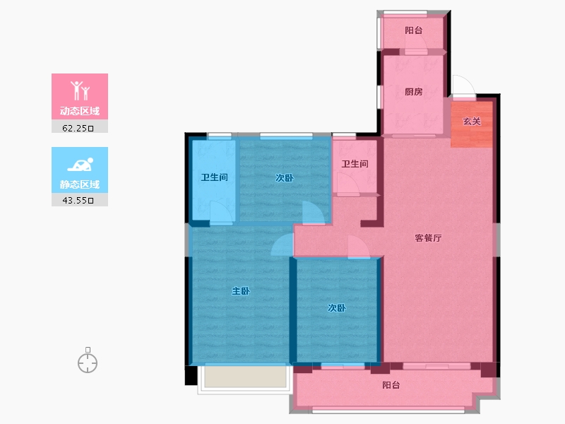 陕西省-西安市-碧桂园凤凰城-94.50-户型库-动静分区