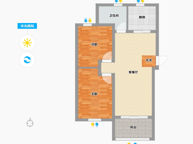 上海-上海市-方舟园三村-65.82-户型库-采光通风