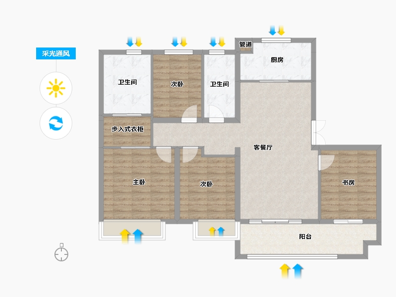 安徽省-合肥市-金隅大成郡-110.59-户型库-采光通风