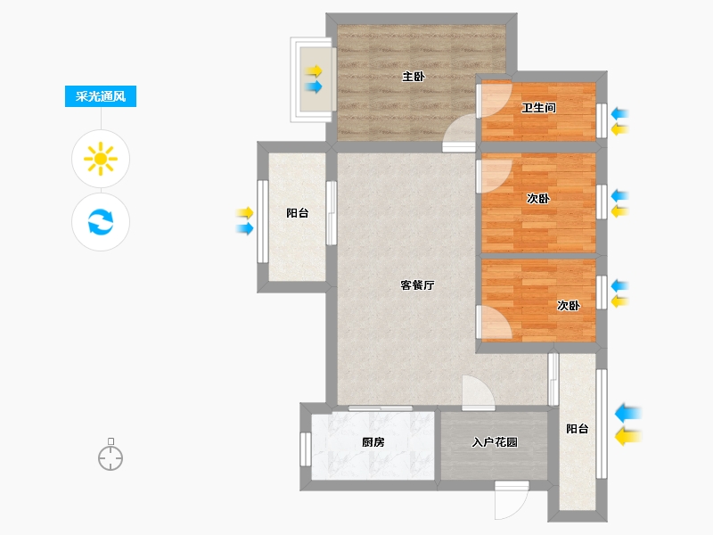 广东省-广州市-万科幸福誉-64.31-户型库-采光通风