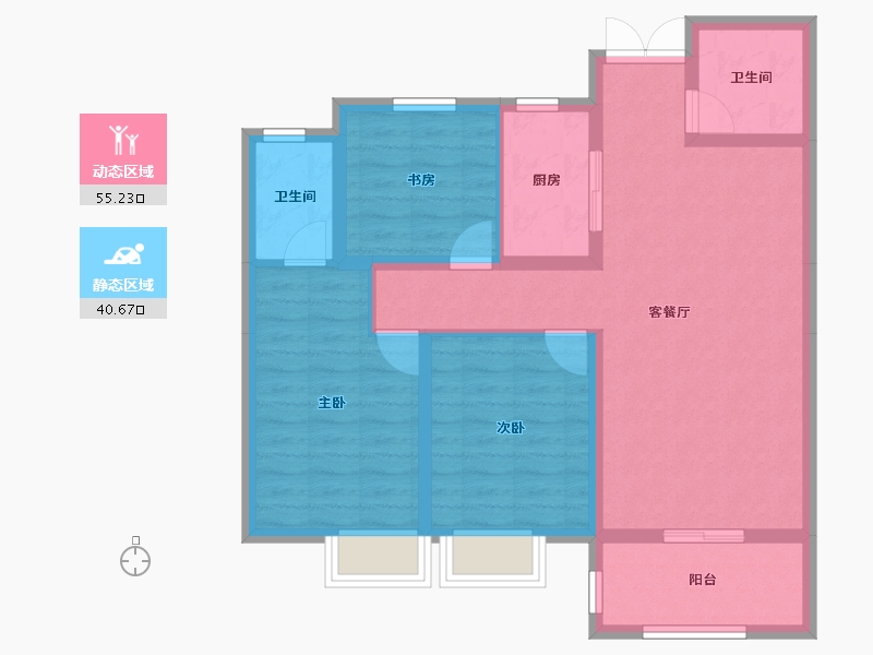 陕西省-渭南市-羲和中央公园-85.44-户型库-动静分区