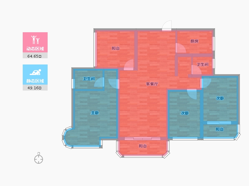 湖南省-长沙市-润和美郡-100.87-户型库-动静分区