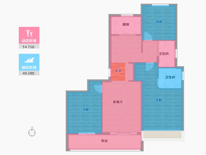 浙江省-杭州市-中南棠玥湾18号楼,19号楼,21号楼117m²-93.60-户型库-动静分区