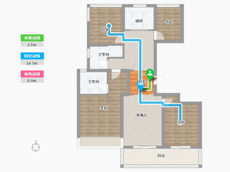 浙江省-杭州市-龙湖葛洲坝景粼天著19号楼,14号楼124m²-99.50-户型库-动静线