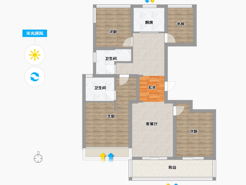 浙江省-杭州市-龙湖葛洲坝景粼天著19号楼,14号楼124m²-99.50-户型库-采光通风