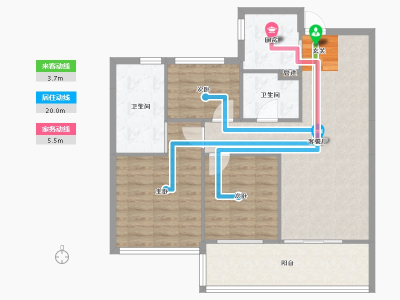 浙江省-杭州市-佳源湘湖印象F86m²-79.01-户型库-动静线