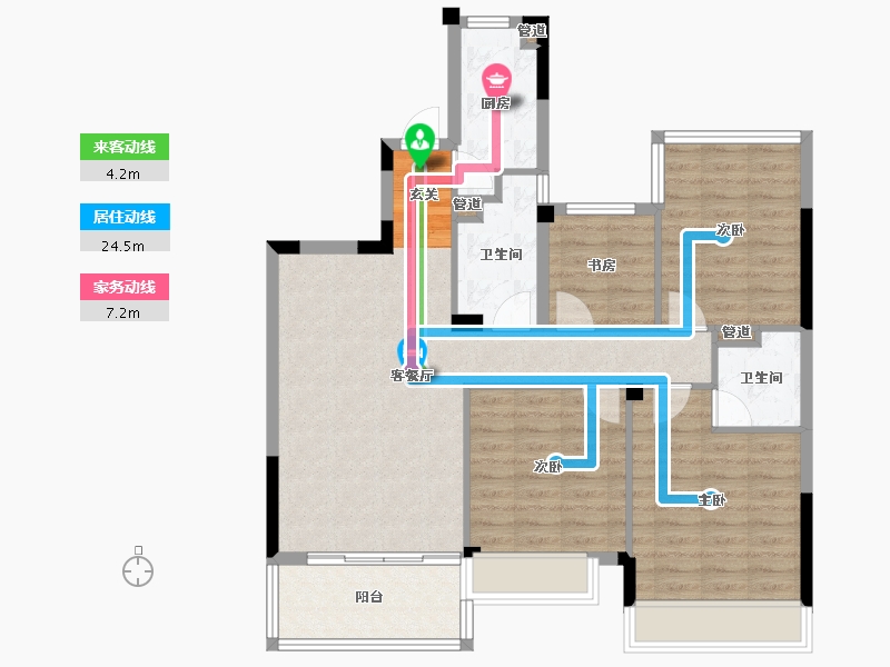 浙江省-杭州市-佳源湘湖印象N119m²-93.80-户型库-动静线