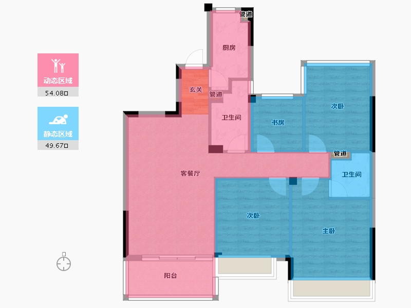 浙江省-杭州市-佳源湘湖印象N119m²-93.80-户型库-动静分区