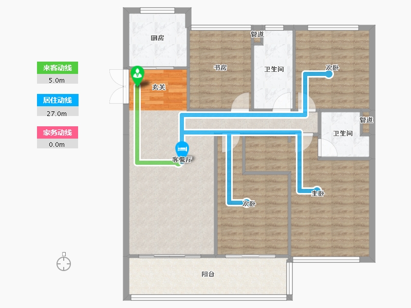 浙江省-杭州市-佳源湘湖印象K128m²-111.85-户型库-动静线