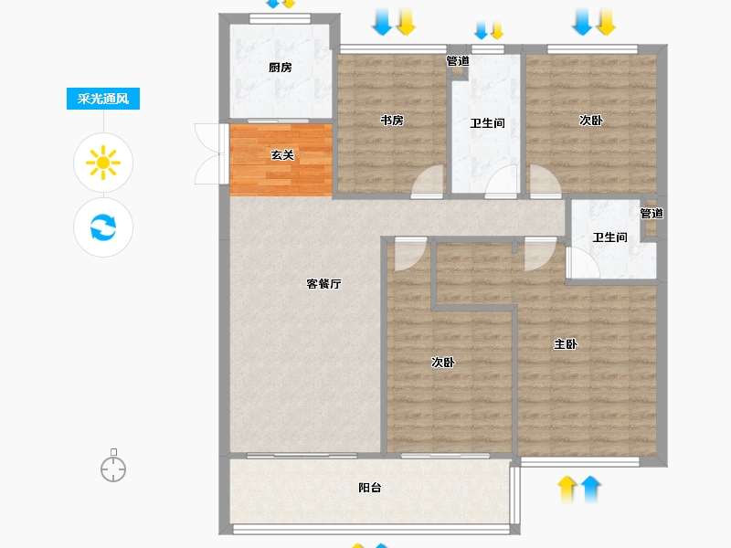 浙江省-杭州市-佳源湘湖印象K128m²-111.85-户型库-采光通风