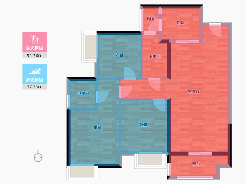 湖南省-株洲市-美的蓝溪谷-79.10-户型库-动静分区