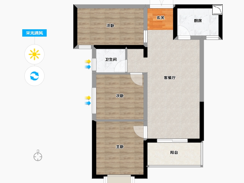 湖南省-长沙市-永宏万家里小区-69.80-户型库-采光通风