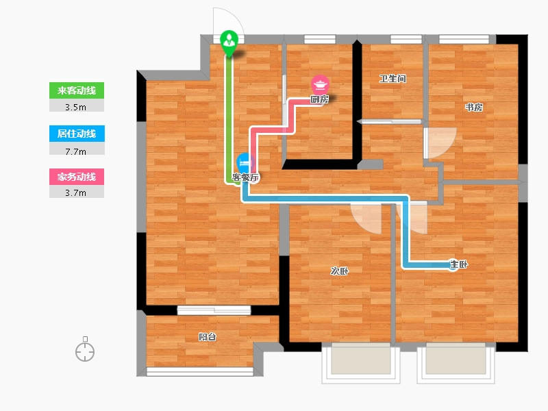 江苏省-无锡市-万科运河传奇-74.00-户型库-动静线