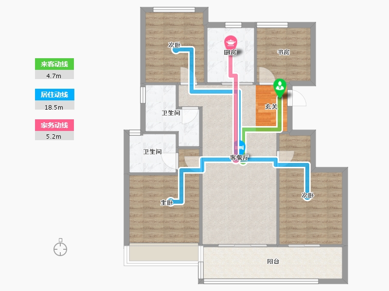 浙江省-杭州市-阳光城保亿翡丽云邸C户型121m²-96.80-户型库-动静线