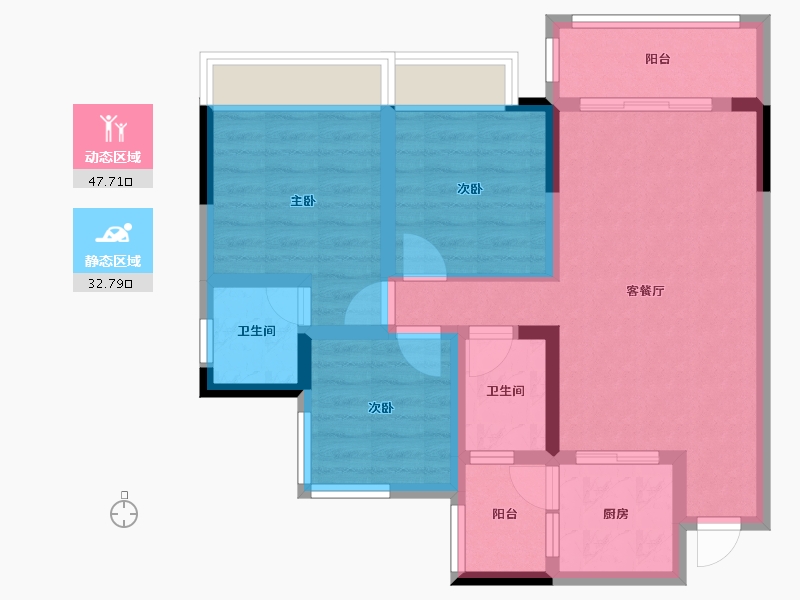 四川省-内江市-远达世纪城-70.31-户型库-动静分区