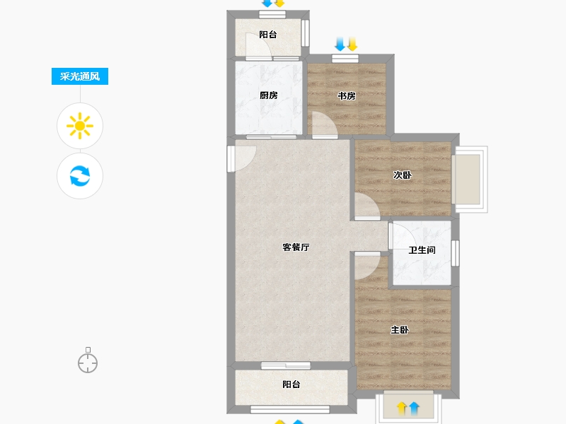 河南省-许昌市-恒大悦府-60.89-户型库-采光通风