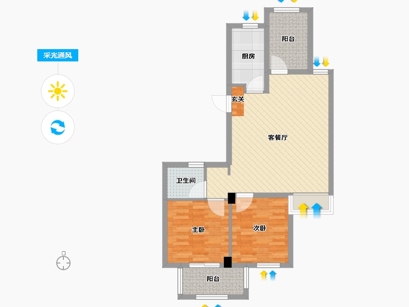 浙江省-杭州市-绿城紫桂公寓-67.00-户型库-采光通风