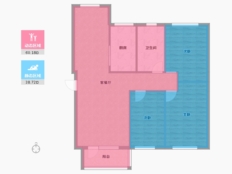 辽宁省-大连市-英伦河山-90.24-户型库-动静分区