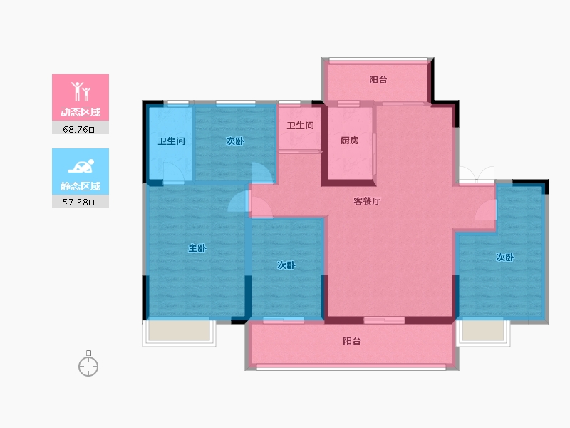 河南省-郑州市-泰美嘉亲亲嘉苑B1户型142m²-113.15-户型库-动静分区