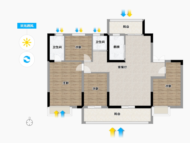 河南省-郑州市-泰美嘉亲亲嘉苑B1户型142m²-113.15-户型库-采光通风