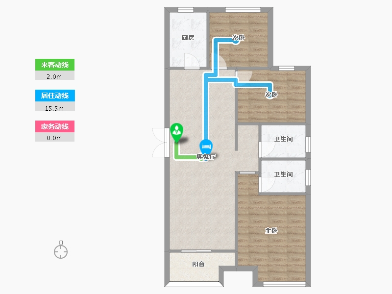 河南省-郑州市-龙中金源C1户型105m²-84.11-户型库-动静线