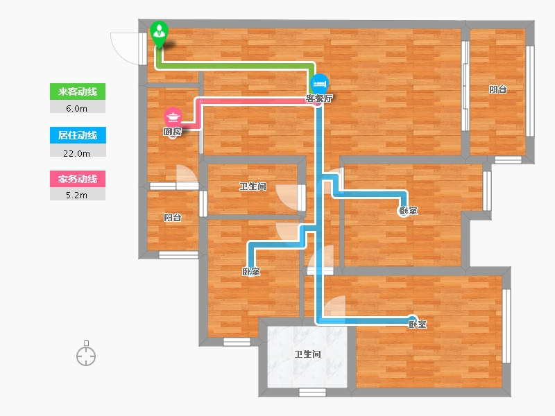 四川省-成都市-河畔府邸五号楼T4-2户型112m²-92.52-户型库-动静线