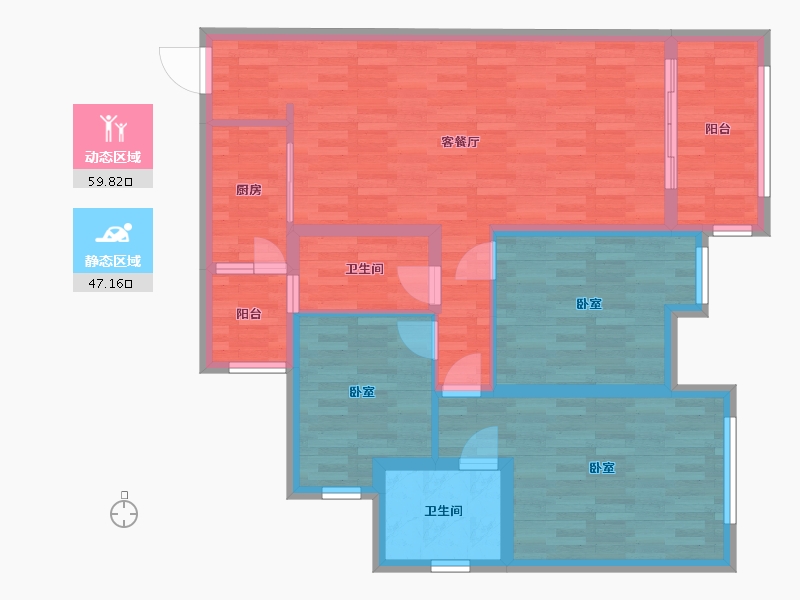 四川省-成都市-河畔府邸五号楼T4-2户型112m²-92.52-户型库-动静分区