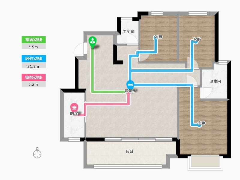 四川省-成都市-万科锦园隐’翠户型116m²-93.00-户型库-动静线