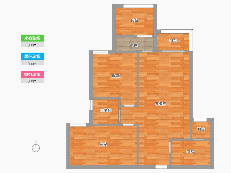 重庆-重庆市-北大资源悦来2,8,E2户型套内64m²-63.99-户型库-动静线