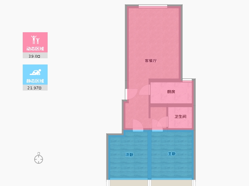 北京-北京市-中海首钢长安云锦B1户型74m²-53.57-户型库-动静分区