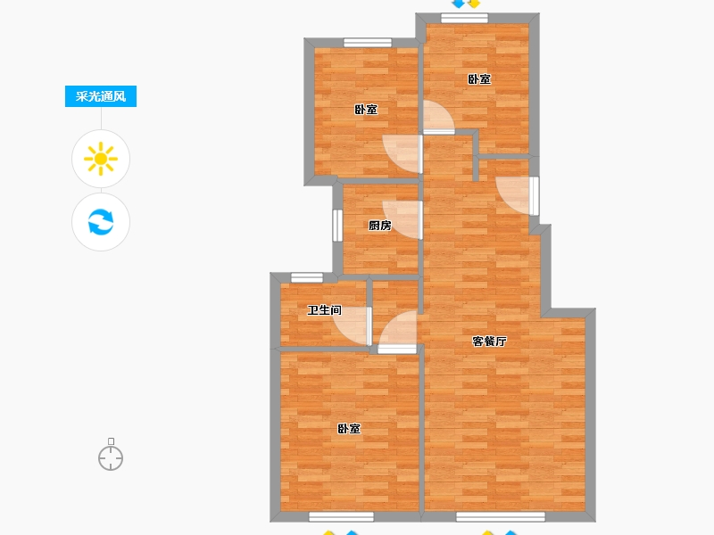 北京-北京市-中海首钢长安云锦C1户型89m²-69.03-户型库-采光通风