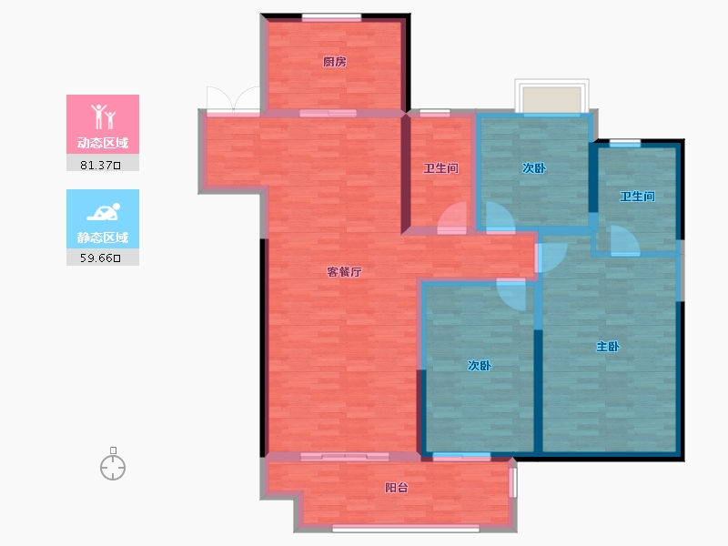 江苏省-淮安市-吾悦首府-126.00-户型库-动静分区