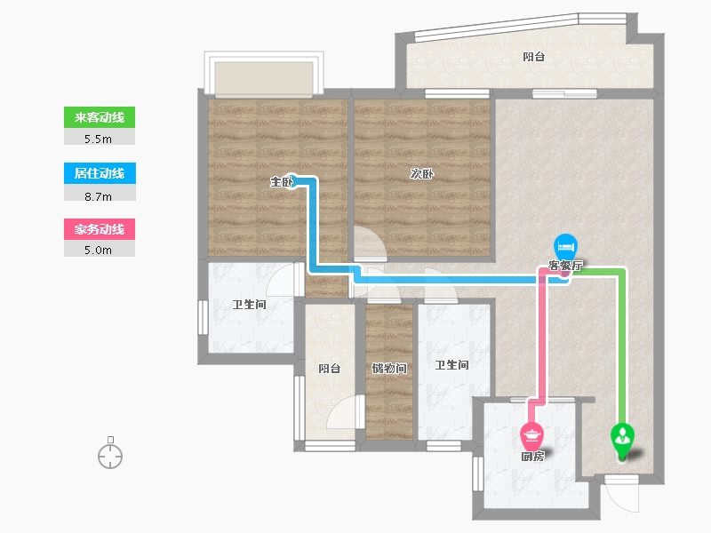 广东省-广州市-奥园誉湖湾4栋.5栋105m²-84.01-户型库-动静线