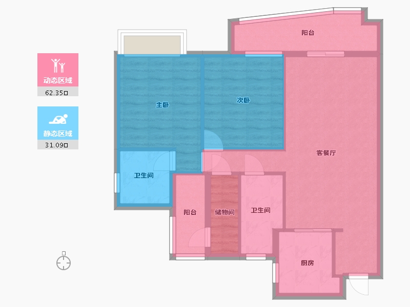 广东省-广州市-奥园誉湖湾4栋.5栋105m²-84.01-户型库-动静分区