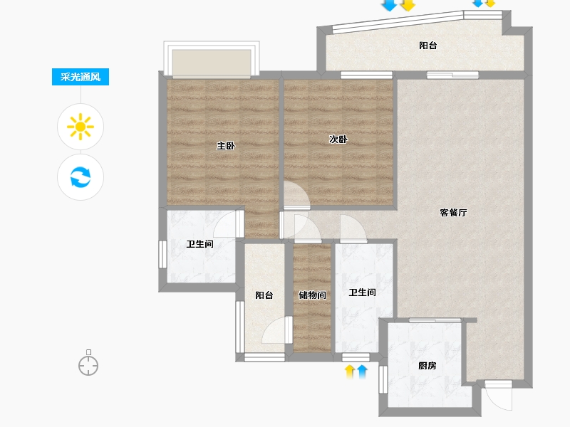 广东省-广州市-奥园誉湖湾4栋.5栋105m²-84.01-户型库-采光通风