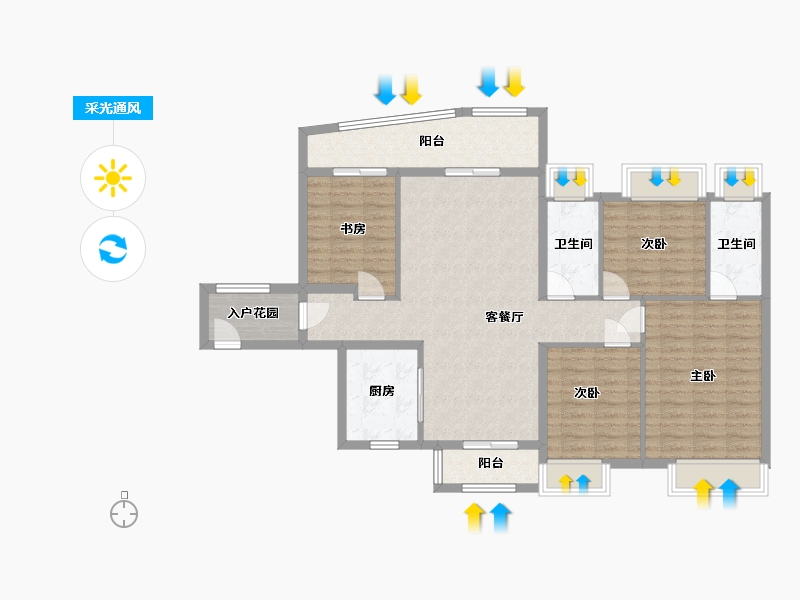 广东省-广州市-奥园誉湖湾6栋140m²-112.00-户型库-采光通风