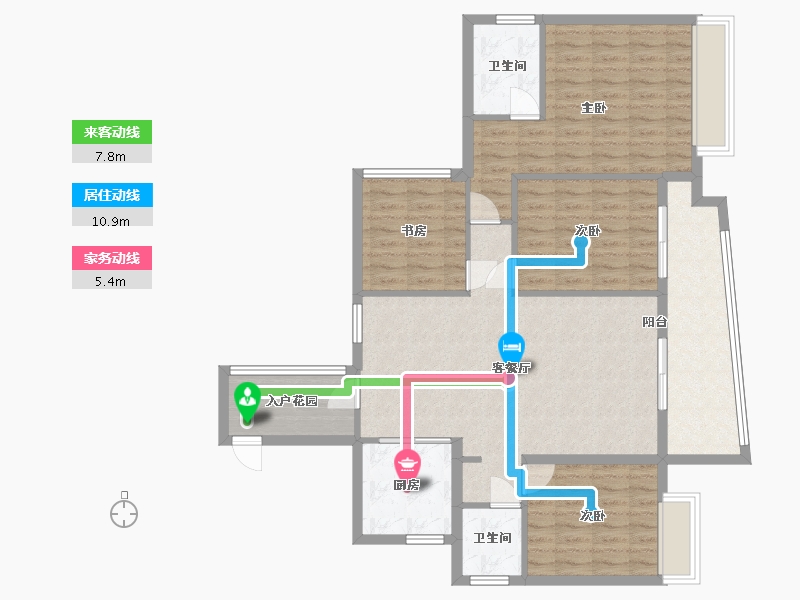 广东省-广州市-奥园誉湖湾7栋140m²-111.87-户型库-动静线